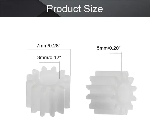 Vista 2 de Othmro 10 piezas de engranajes de plástico 12 dientes modelo 123A engranaje de reducción engranajes de gusano de plástico para RC coche robot motor