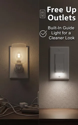 Vista 3 de SOZULAMP Interruptor de luz de 3 vías con luz nocturna, fácil de instalar, no requiere neutral, interruptor iluminado de tres vías con sensor