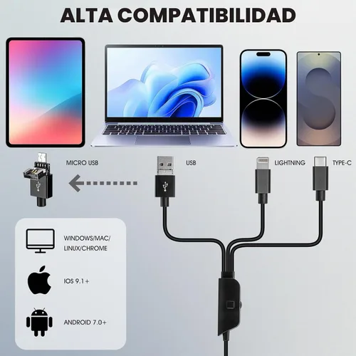 Vista 2 de Microscopio USB 1080P con soporte de metal, cámara de microscopio digital de mano 50X-1000X compatible con iPhone/Android/Windows/Mac