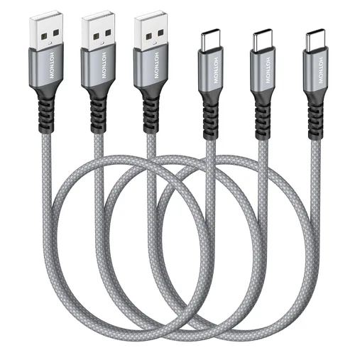 Vista 8 de Cable corto USB A a USB C de 0.5 pies, paquete de 3 cables USB C de 6 pulgadas de carga rápida 3A para iPhone 17 16 15, Samsung Galaxy S24 S23 S11
