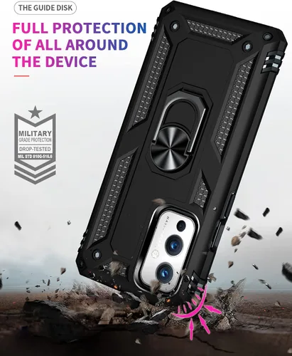 Vista 3 de Funda para OnePlus 9 (no compatible con 9 Pro】 con [2 unidades] Protector de pantalla de vidrio templado, para OnePlus 9 5G Heavy Duty Armor