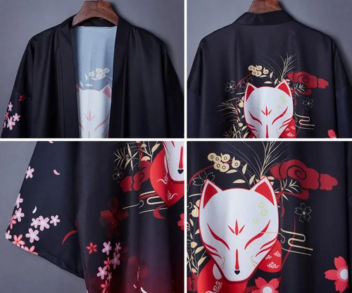 Vista 3 de LAI MENG FIVE CATS Kimono japonés de playa de ajuste holgado para mujer