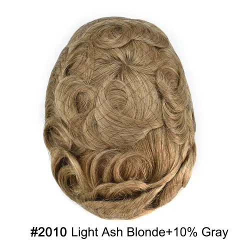 Vista 212 de Toupee para hombre 100% cabello humano real tupé para hombres 0.004 in piel de poliuretano para hombre, sistema de reemplazo de piezas de pelo