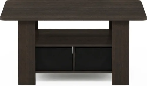 Vista 4 de Furinno - Mesa de centro con cajones, marrón oscuro/negro
