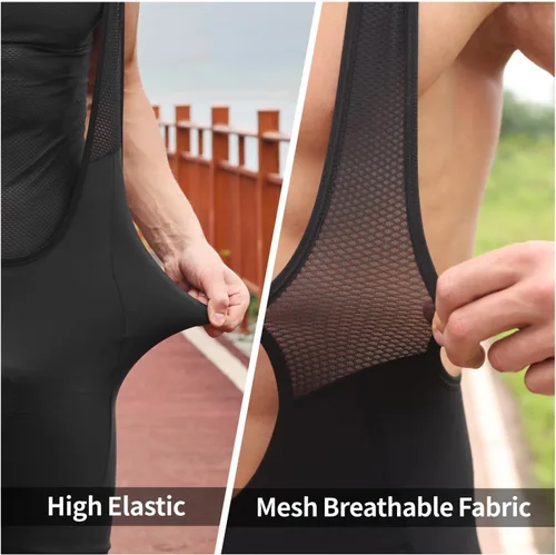 Vista 4 de qualidyne Pantalones de ciclismo para hombre, con acolchado 3D, mallas largas para ciclismo