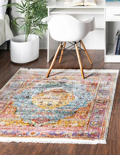 Vista 11 de Unique Loom Baracoa Collection - Alfombra Miramar (2' 2" x 3' 1", Celeste/Azul)