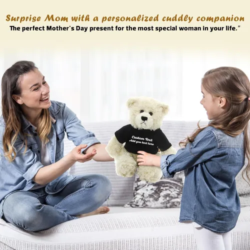 Vista 5 de Oso de peluche personalizado Brandon crema de 12 pulgadas, osos de peluche personalizados, gran regalo para San Valentín, graduación, cumpleaños