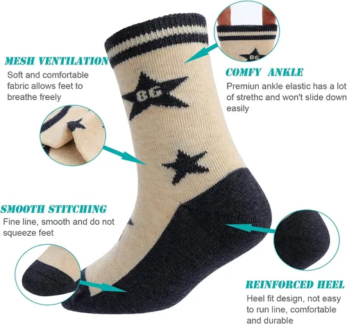Vista 2 de HUMAN FEELINGS Calcetines para niños calcetines deportivos para niños de 4 a 12 años paquete de 5 pares de calcetines de vestir Azul-Blanco