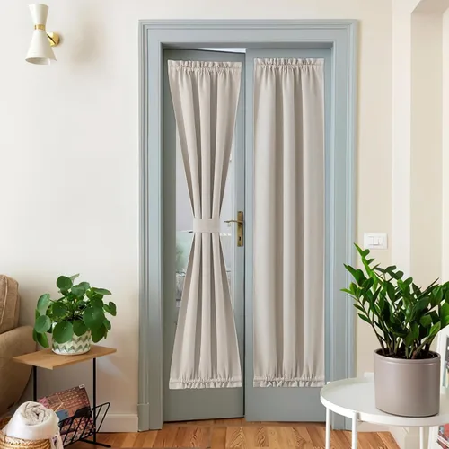 Vista 152 de NICETOWN Cortinas de Lino para Puerta Lateral - Cortinas Opacas con Aislamiento Térmico para Puerta Delantera Francesa para Sombra Pequeña
