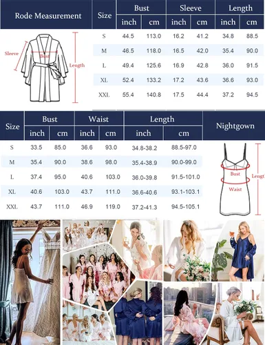 Vista 6 de SWOMOG Conjunto de bata de satén para mujer, conjunto de pijama sexy de 2 piezas, camisón de encaje y batas de seda