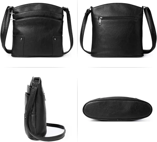 Vista 9 de CLUCI Bolsos cruzados para mujer bolso pequeño de cuero de viaje señoras de diseñador tres bolsillos bolsos vintage bolsos de hombro cartera negra