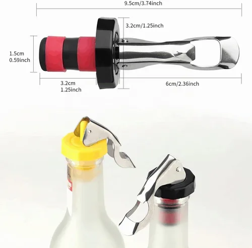 Vista 2 de Tapones de vino reutilizables de 6 piezas, tapón de botella de vacío de silicona, tapón de botella de bebida manual expansible, botella de vino