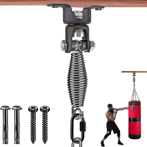 Vista 13 de BeneLabel Heavy Bag Ceiling Mount with Spring & Chains 360° Rotation Punching Bag Ceiling Hanger with Bearings Boxing Bags Holder Hardware with 2