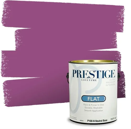 Vista 102 de PRESTIGE Pinturas de pintura interior e imprimación en uno, 1 galón, plano, combinación comparable de Sherwin Williams* Kimono Violet*