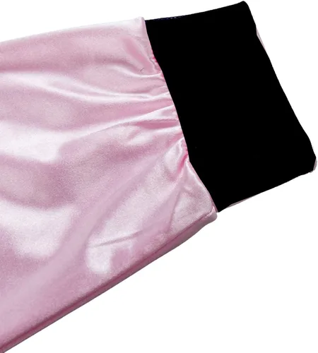 Vista 4 de INTERMING Chaqueta de satén rosa para niñas de los años 50 S chaqueta de satén rosa para Halloween disfraz de niña pequeña talla 6-14
