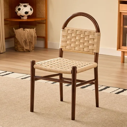 Vista 12 de Rattan Dining Room Chairs Wooden, Woven Kitchen Chairs, Dining Room Chair with Wood Legs, Vanity Chair,Armless Side Chair for Home Bar Restaurant