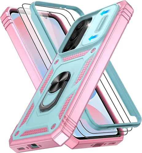 Vista 296 de Gritup Funda para Google Pixel 6 con cubierta deslizante para cámara y protector de pantalla (2 unidades), soporte de anillo giratorio 360°, funda