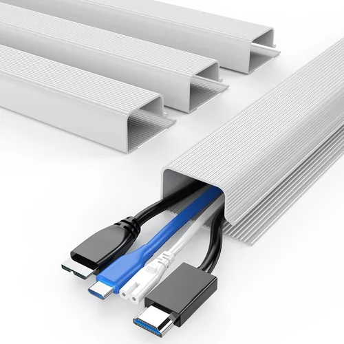 Vista 17 de Delamu Paquete de 2 organizadores de cables debajo del escritorio, organización de cables ordenada segura debajo de los escritorios para oficina