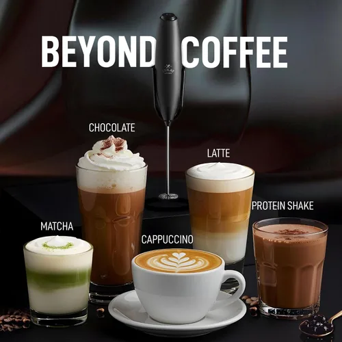 Vista 420 de Zulay Milk Boss Espumador de leche potente manual, hace espuma para latte, batidor para mezclar bebidas, café, miniespumador para capuchino, frappé