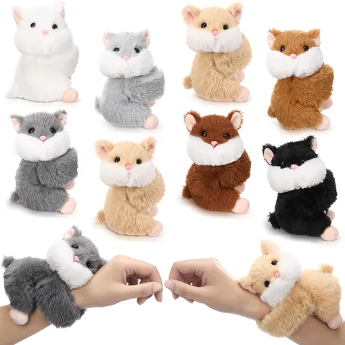 Vista 12 de Liliful Paquete de 8 pulseras de peluche para niños, regalos de animales de peluche, premios de clase de graduación de 8 pulgadas, muñequera, linda