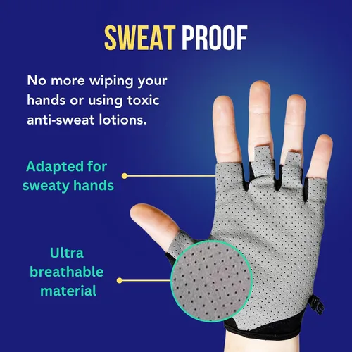 Vista 3 de ONISSI Pro Gaming Gloves for Sweaty HandsGamer Grip Gloves for Video GamesSim-Racing Gloves for Men and WomenAnti Sweat, Half Finger Gaming Gloves