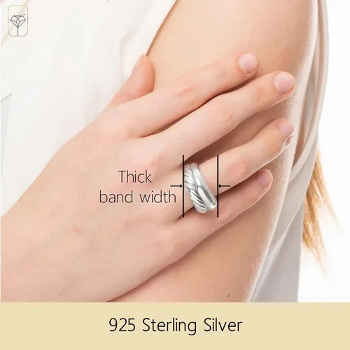 Vista 2 de MAX + STONE Anillo de cóctel grande de plata esterlina boho para mujer, anillos gruesos e hipoalergénicos de plata de ley 925 en varios estilos