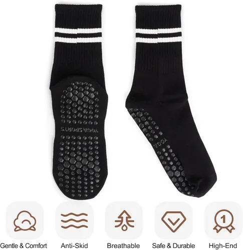 Vista 3 de Calcetines de yoga con empuñaduras para mujer, calcetines antideslizantes para barra pura, ballet, baile, entrenamiento, hospital