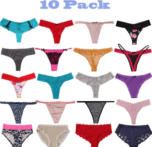 Vista 3 de Tangas para mujer, paquete de 10 piezas de tangas transpirables para mujer