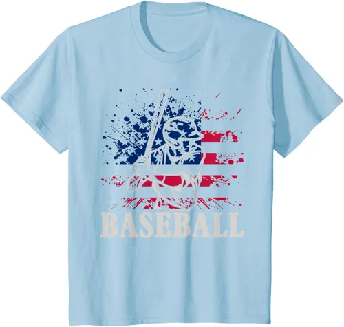 Vista 13 de Camiseta de béisbol deportiva estadounidense con bandera estadounidense, Negro, S