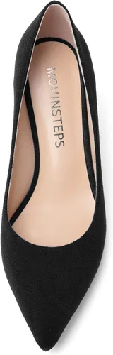 Vista 3 de MOVINSTEPS Zapatos de tacón medio con puntera puntiaguda de gamuza para mujer, de 2.5 pulgadas