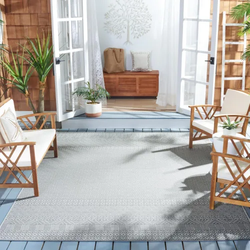 Vista 52 de SAFAVIEH Alfombra lavable para exteriores, colección Courtyard de 2.3 x 6.7 pies, beige y azul aguamarina, no desprende pelusa y es fácil