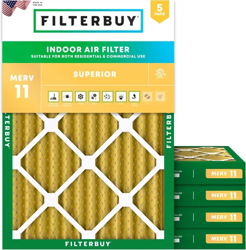 Vista 10 de Filterbuy Filtro de aire MERV 11 de 22 x 24 x 1 superior, defensa de mascotas y alergias (paquete de 5), filtros electrostáticos plisados para horno