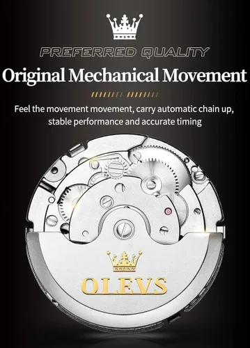 Vista 5 de OLEVS Relojes automáticos de cuerda automática para hombre, vestido de lujo, de acero inoxidable, de acero inoxidable, reloj de pulsera mecánico