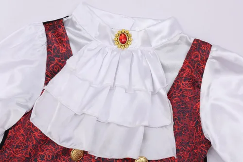 Vista 4 de Conjunto de capa de murciélago de vampiro para niños, disfraz de fiesta de Halloween, vampiro medieval real