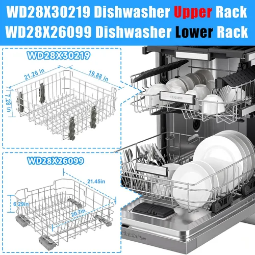 Vista 2 de Estante superior para lavavajillas WD28X30219 mejorado -SS304 compatible con piezas de repuesto para lavavajillas General Electric GE Hotpoint