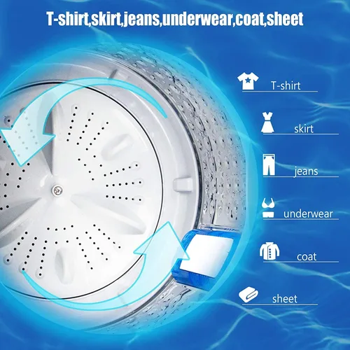 Vista 5 de KRIB BLING Lavadora completamente automática con bomba de drenaje, lavadora compacta de 17.7 libras, 10 programas de lavado y 8 niveles de agua