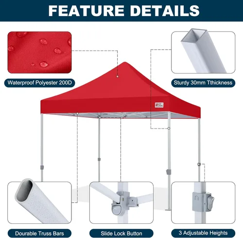 Vista 4 de MASTERCANOPY - Toldo plegable estilo tienda de campaña de 10 x 10 pies, de montura instantánea y para uso comercial, con una bolsa con ruedas