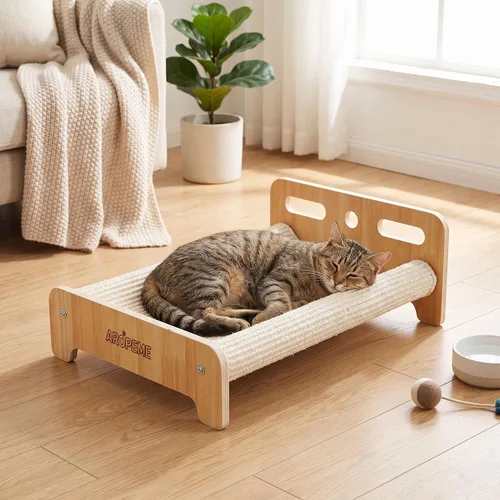 Vista 9 de Large Sisal Cat Scratcher Bed, Cat Scratching Lounge for Indoor Cats