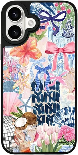 Vista 29 de Funda para iPhone 7 Plus/8 Plus, diseño moderno y estético de playa costera, parte trasera de policarbonato duro brillante, parachoques de TPU