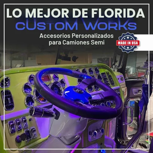 Vista 6 de Florida's Finest Customs compatible con luces de techo para dormitorio Kenworth (azul) Placa de luz de cúpula y acabado espejado Inserto