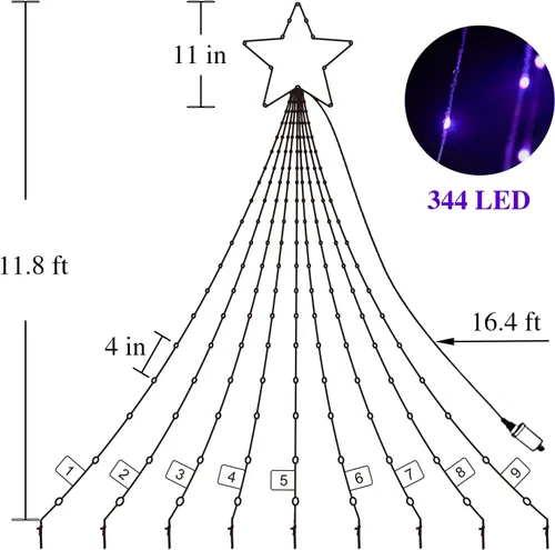 Vista 9 de FANCILLUMA Luces de Cadena de Estrella para Decoraciones de Navidad de Exterior de 11.8 pies, Control Remoto de Aplicación Inteligente RGB que