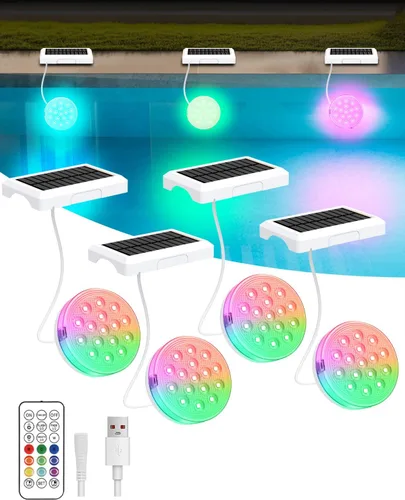 Vista 8 de Luces de piscina, luces LED sumergibles recargables actualizadas con control remoto, 16 colores IP68, luz subacuática impermeable para piscina