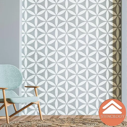 Vista 7 de STENCILOGY® / NILE - Plantilla de pared XL de 23 x 38 pulgadas, plantilla de flor de la vida, plantillas de pared grandes para pintar, Plantillas
