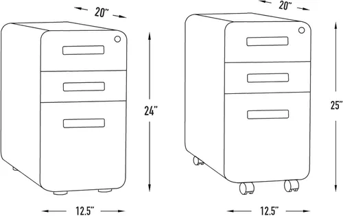 Vista 2 de Laura Davidson Furniture Stockpile - Archivador móvil delgado de 3 cajones con cerradura, archivador de metal para debajo del escritorio, carpetas