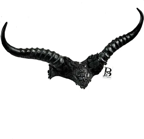 Vista 2 de BEYOND MASQUERADE B Diadema gótica de cuernos de ciervo de carnero para cosplay, cuernos de cabra, disfraz pagano de Wendigo, tocado de antílope