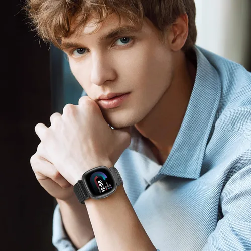 Vista 7 de Bcuckood Correa de nailon compatible con Fitbit Sense 2/Fitbit Sense/Fitbit Versa 4/Fitbit Versa 3 Bandas, para mujeres y hombres, correa de nailon