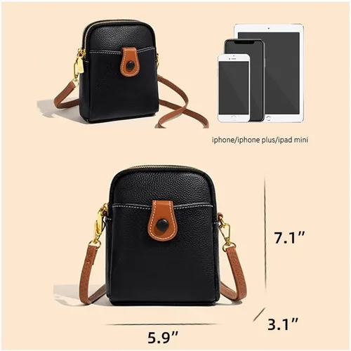 Vista 7 de Mudono Bolso bandolera pequeño para mujer, de cuero auténtico, bolso de hombro ligero, bolso vintage para uso diario