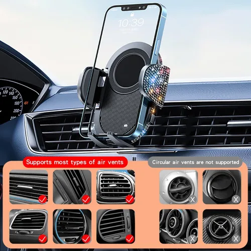 Vista 6 de Soporte brillante para teléfono celular para mujeres [potente succión] [estabilidad de grado de carreras de rallyes] Soporte brillante para teléfono