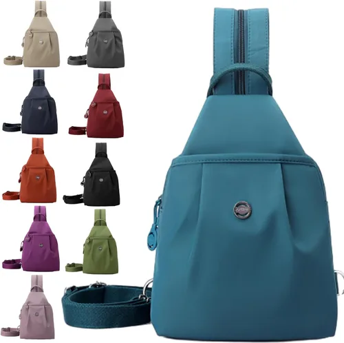 Vista 17 de Bolsa impermeable de 2 vías, bolsa de hombro convertible Oxford de gran capacidad, bolsa cruzada para mujer, mochila de viaje, Negro -, Mediana
