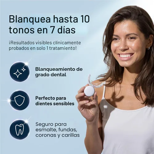 Vista 2 de Kit blanqueador de dientes, luz de LED, peróxido de carbamida del 35 %, (2) jeringuillas del gel 0.17 onzas líquidas, bandeja